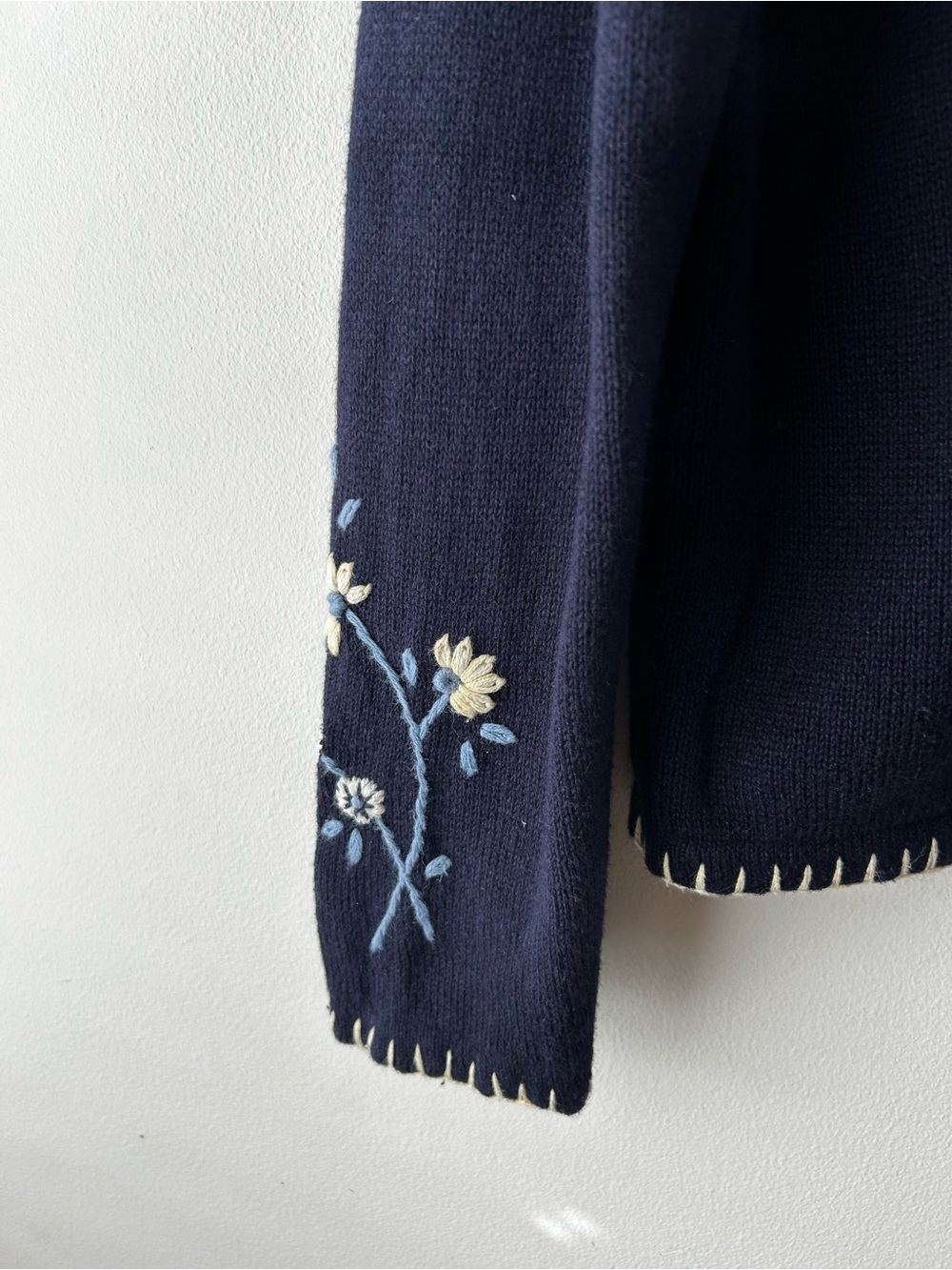 Vintage Cottagecore Grannycore Hand Embroidered Floral Cardigan Sweater Medium - Picture 5 of 11